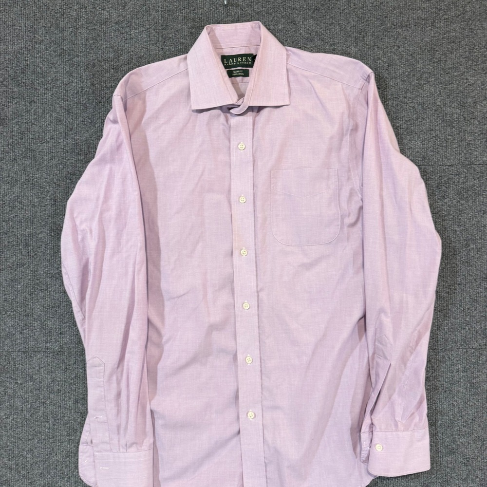Lauren Ralph Lauren Mens Slim Fit Non Iron Dress Shirt Purple 15.5 34/35